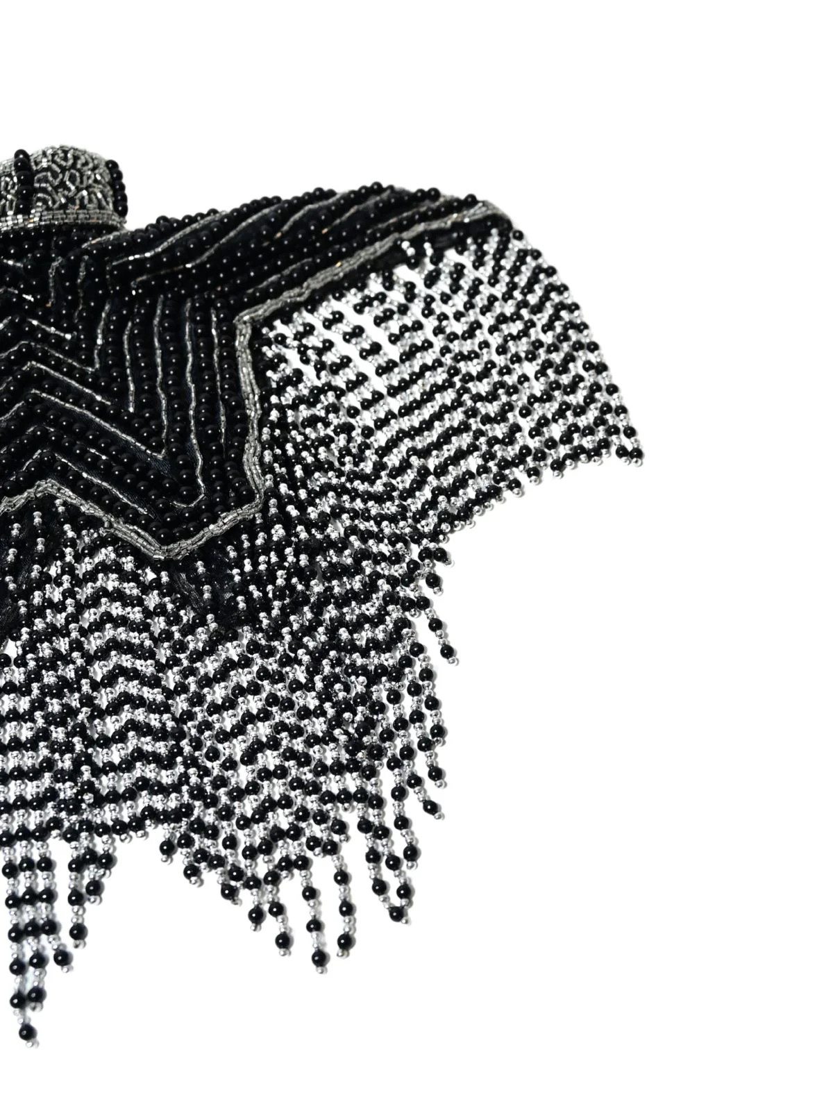Odette Black And Silver Net Embellished Cape For Women - Image 6