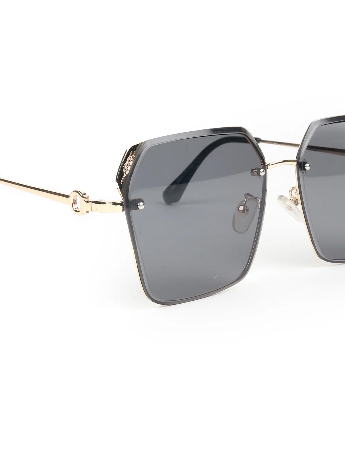 Odette Black and Teal Acrylic Round Sunglasses for Women - Image 5
