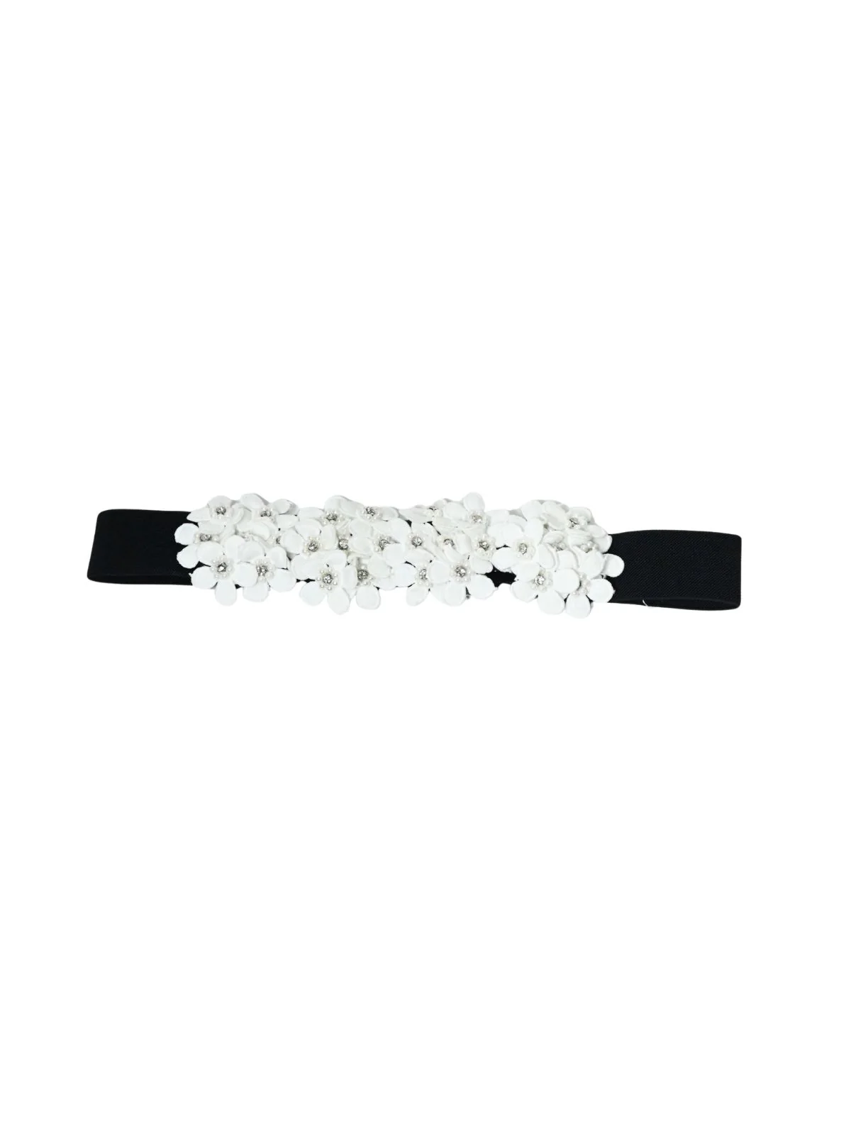 Odette Black and White Elastic Embellished Belt For Women - Image 3