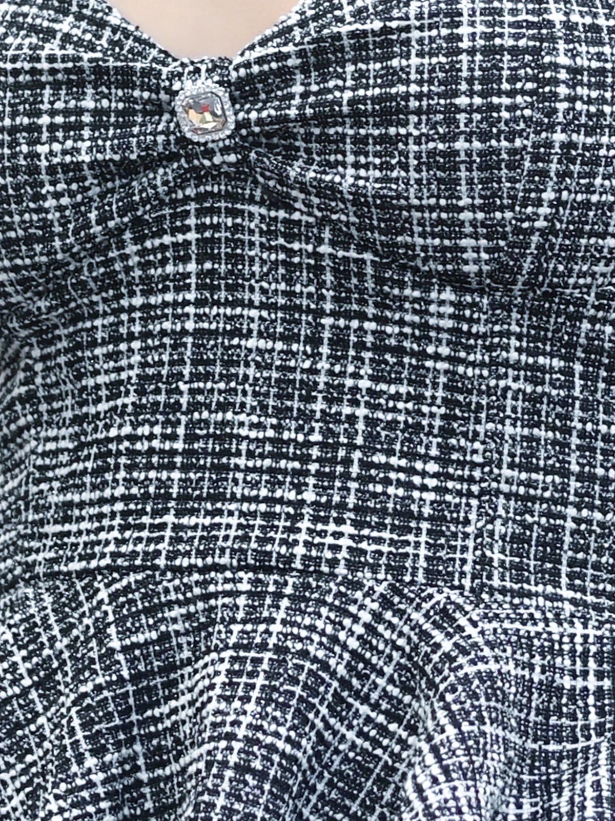 Odette Black And White Tweed Solid Top For Women - Image 4
