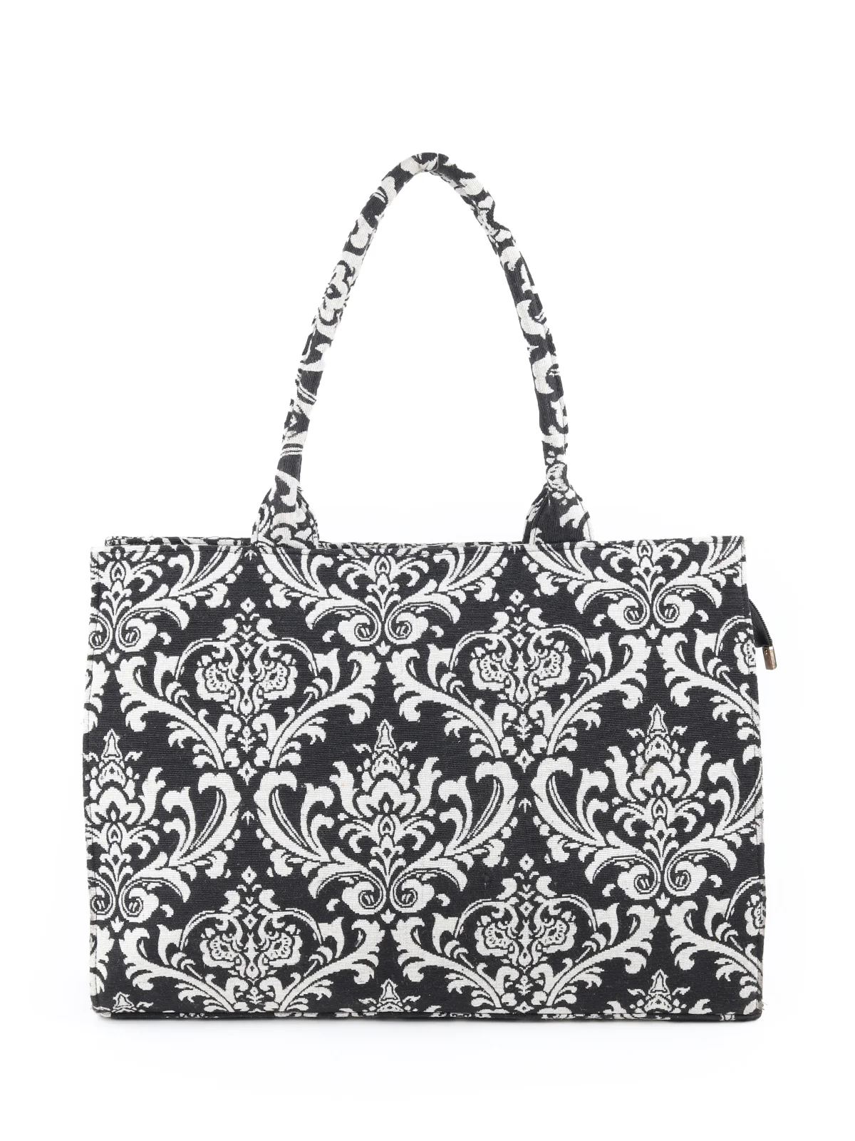 Odette Black And White Woven Tote Bag for Women - Image 3