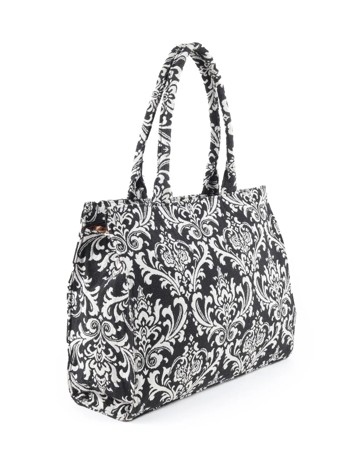 Odette Black And White Woven Tote Bag for Women - Image 4