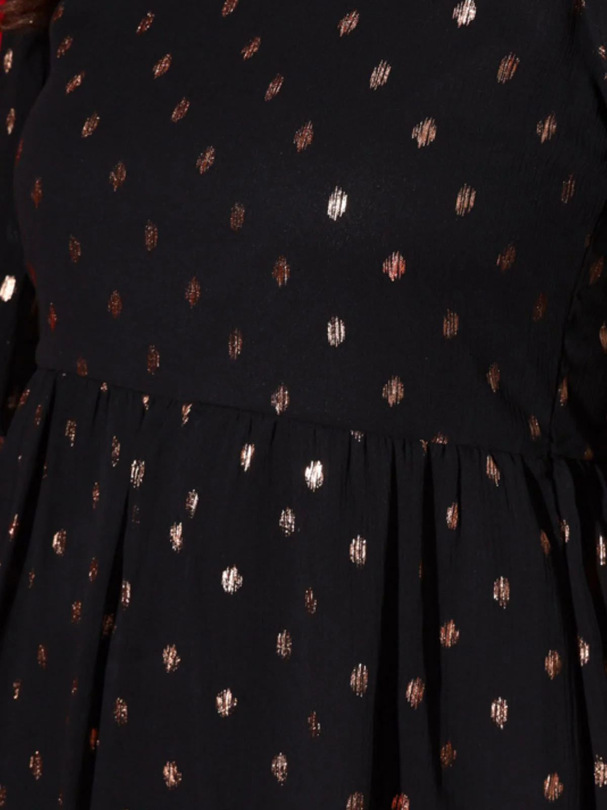 Odette Black Chiffon Foil Printed Stitched Dress For Women - Image 7