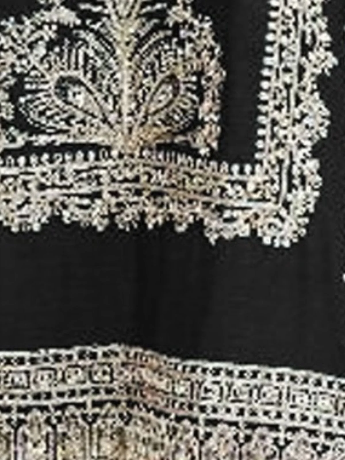 Odette Black Chinon Embroidered Semi-Stitched Kurta Set For Women - Image 3