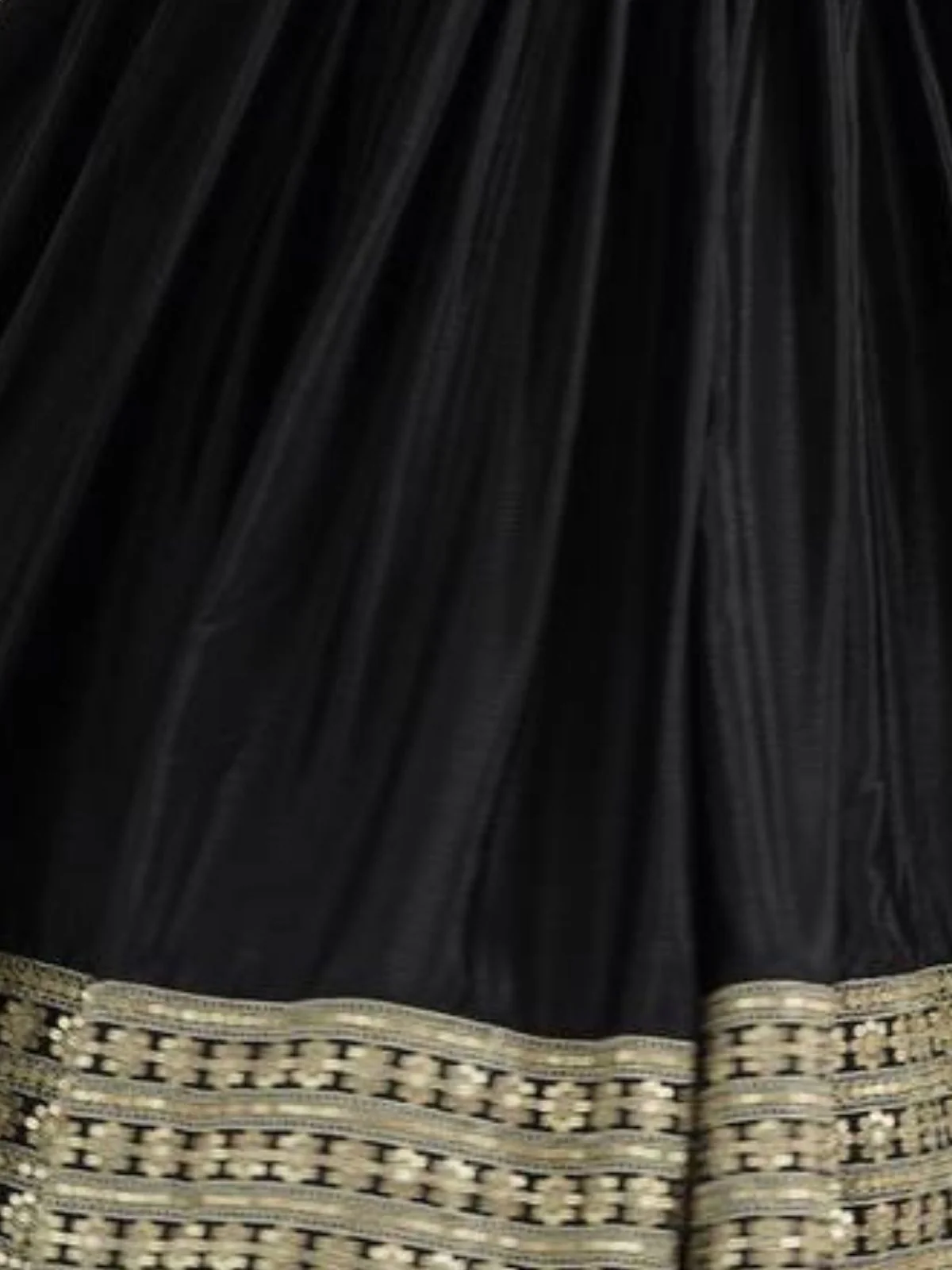 Odette Black Chinon Silk Embroidered Stitched Kurta Set For Women - Image 4