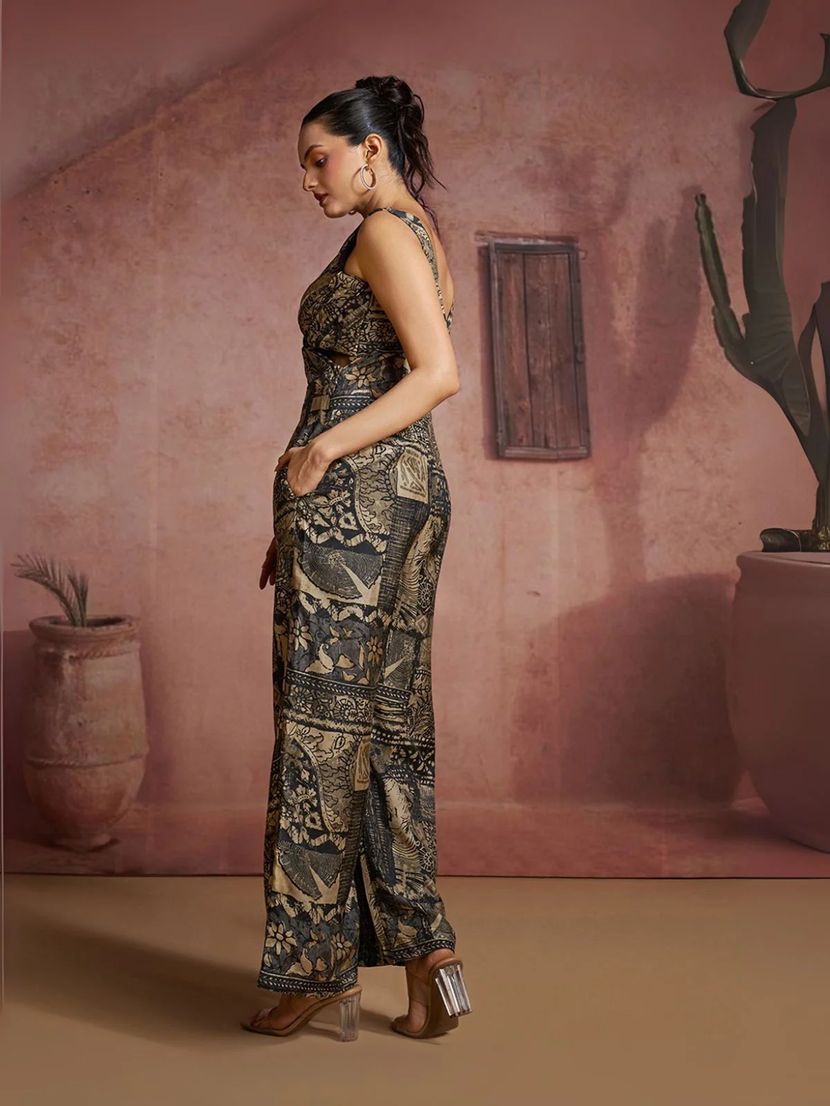 Odette Black Cotton Blend Printed Co-ord Set For Women - Image 3