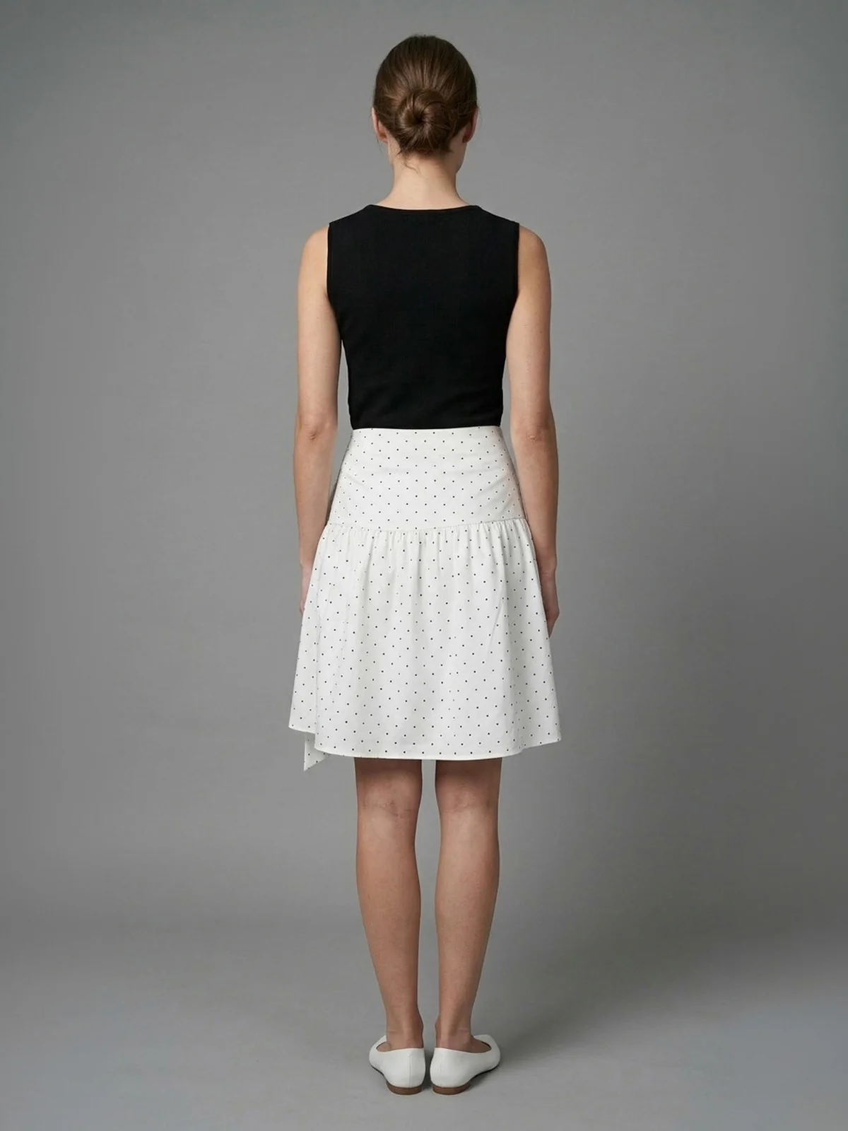 Odette Black Cotton Rib Solid Top For Women - Image 3