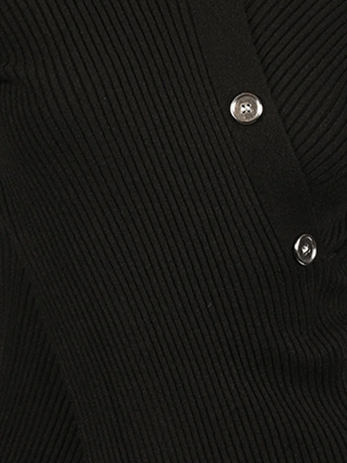 Odette Black Cotton Rib Solid Top For Women - Image 6