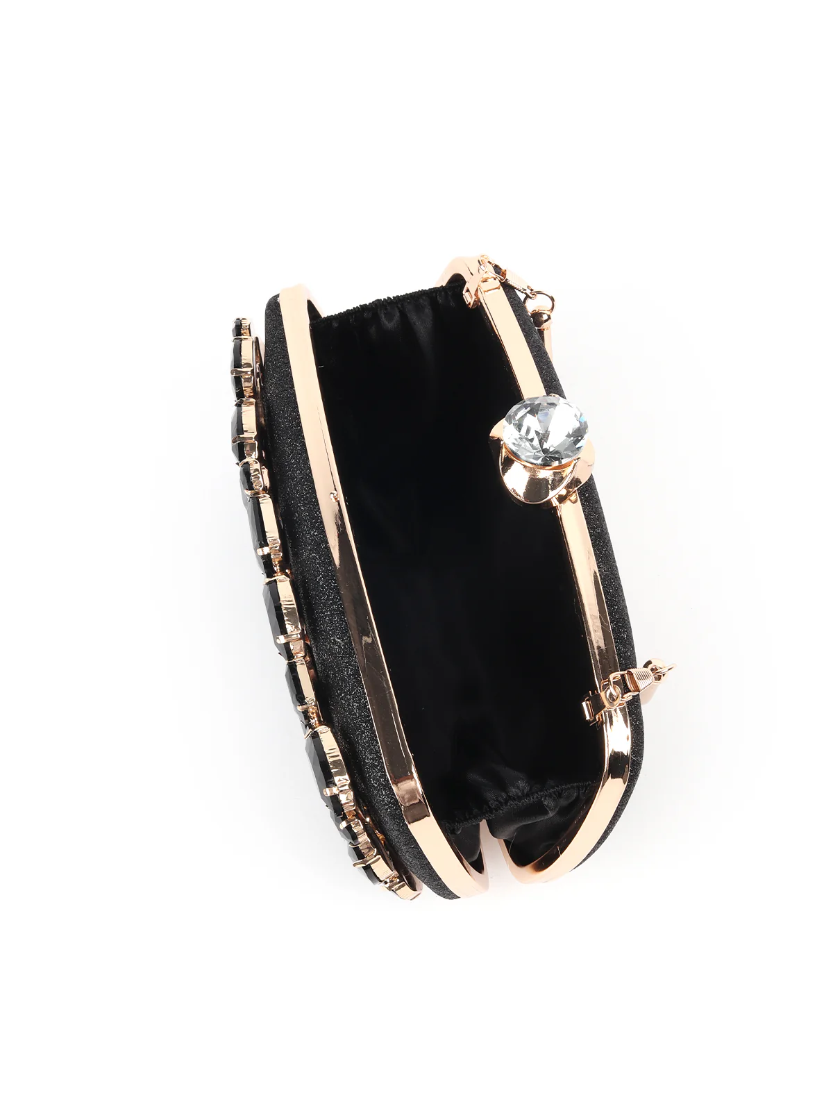 Odette Black Crystal Embellished Clutch For Women - Image 6