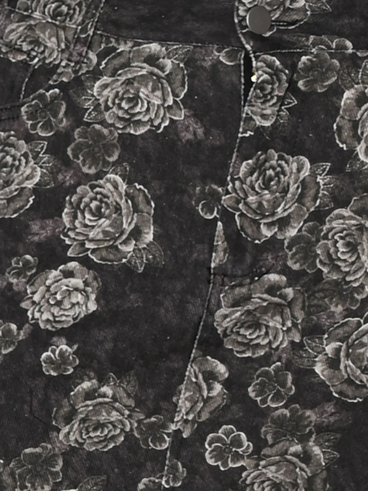 Odette Black Denim Floral Design Skirt For Women - Image 5