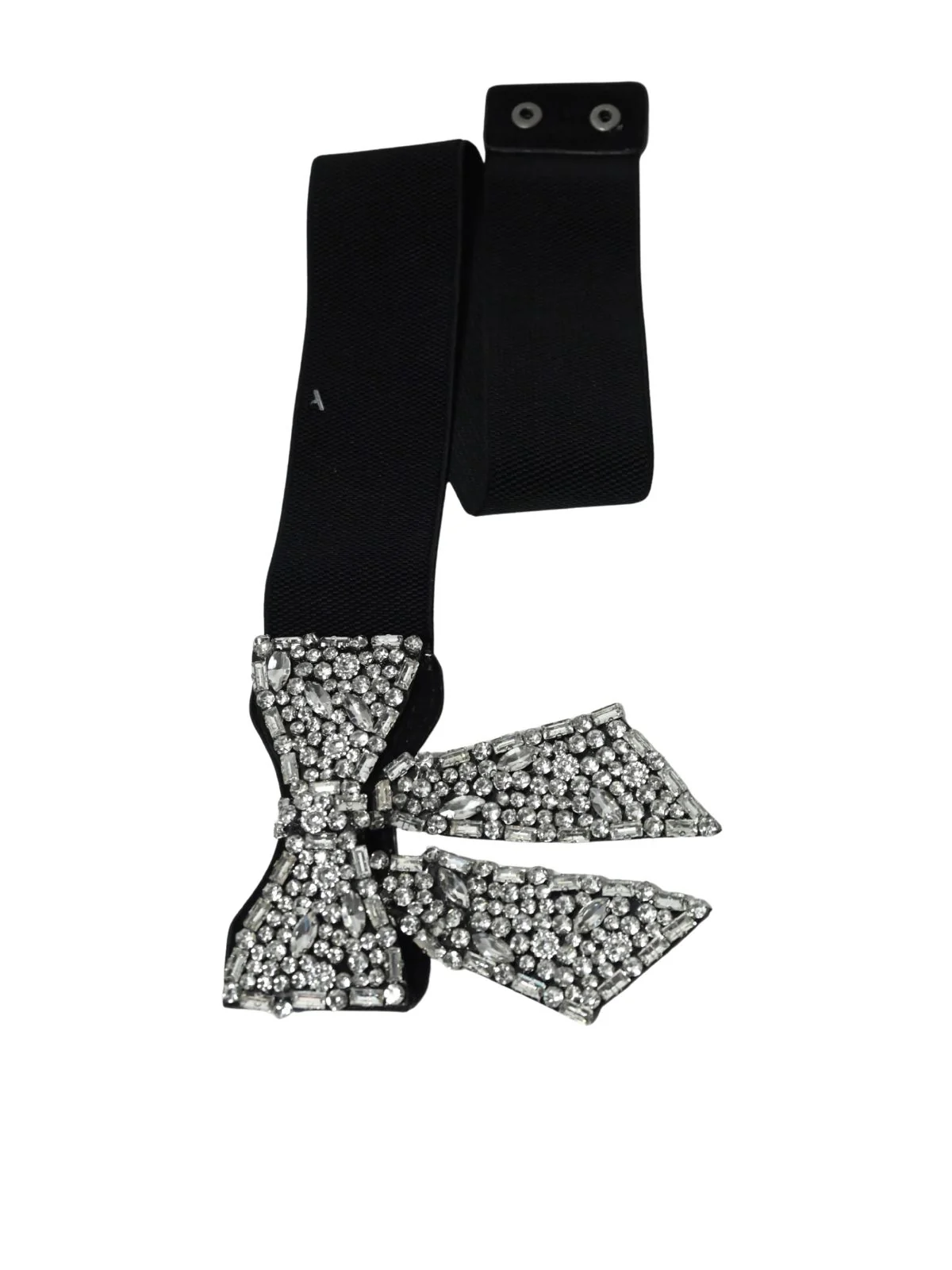 Odette Black Elastic Embellished Belt For Women - Image 4