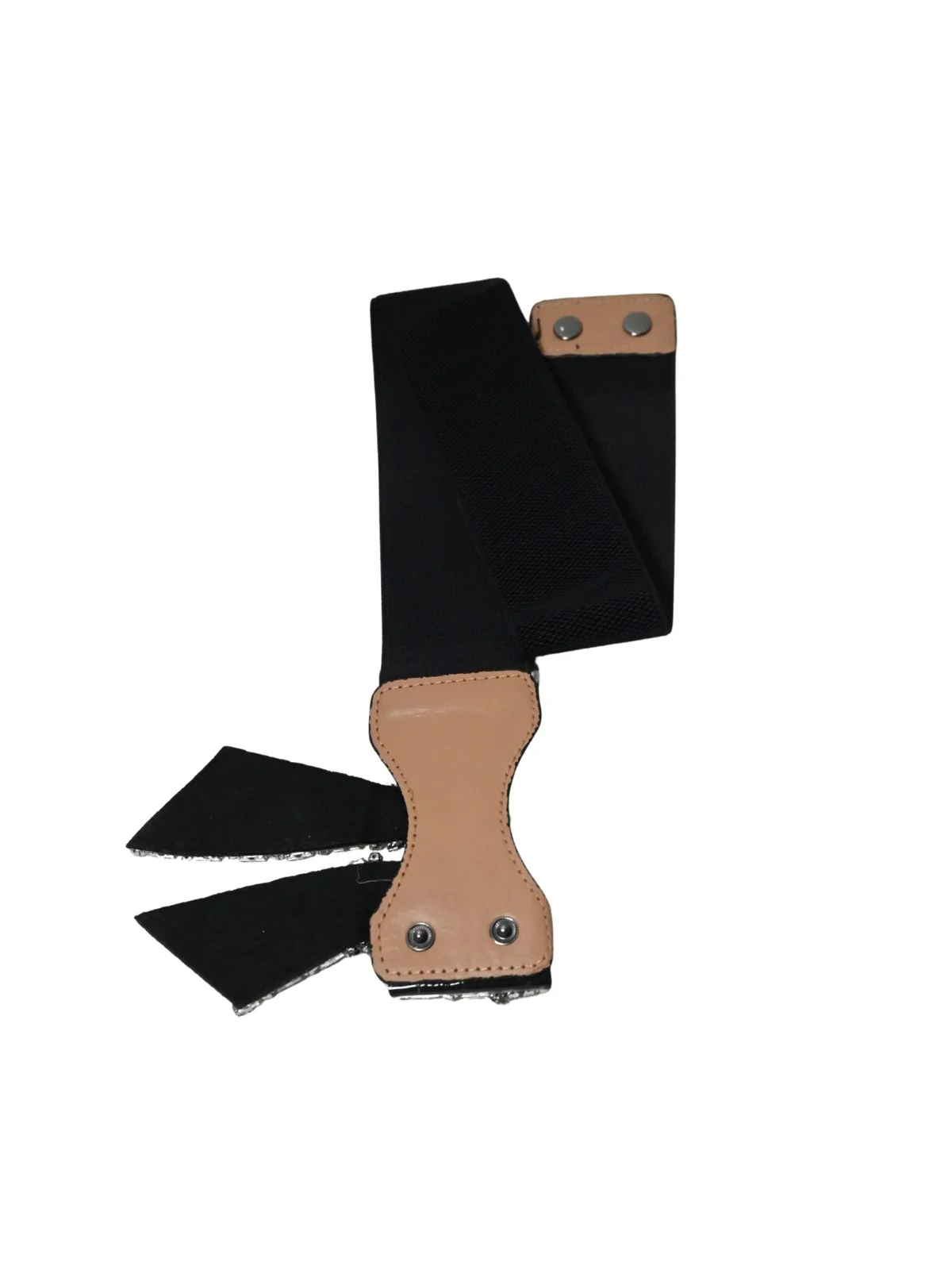 Odette Black Elastic Embellished Belt For Women - Image 6