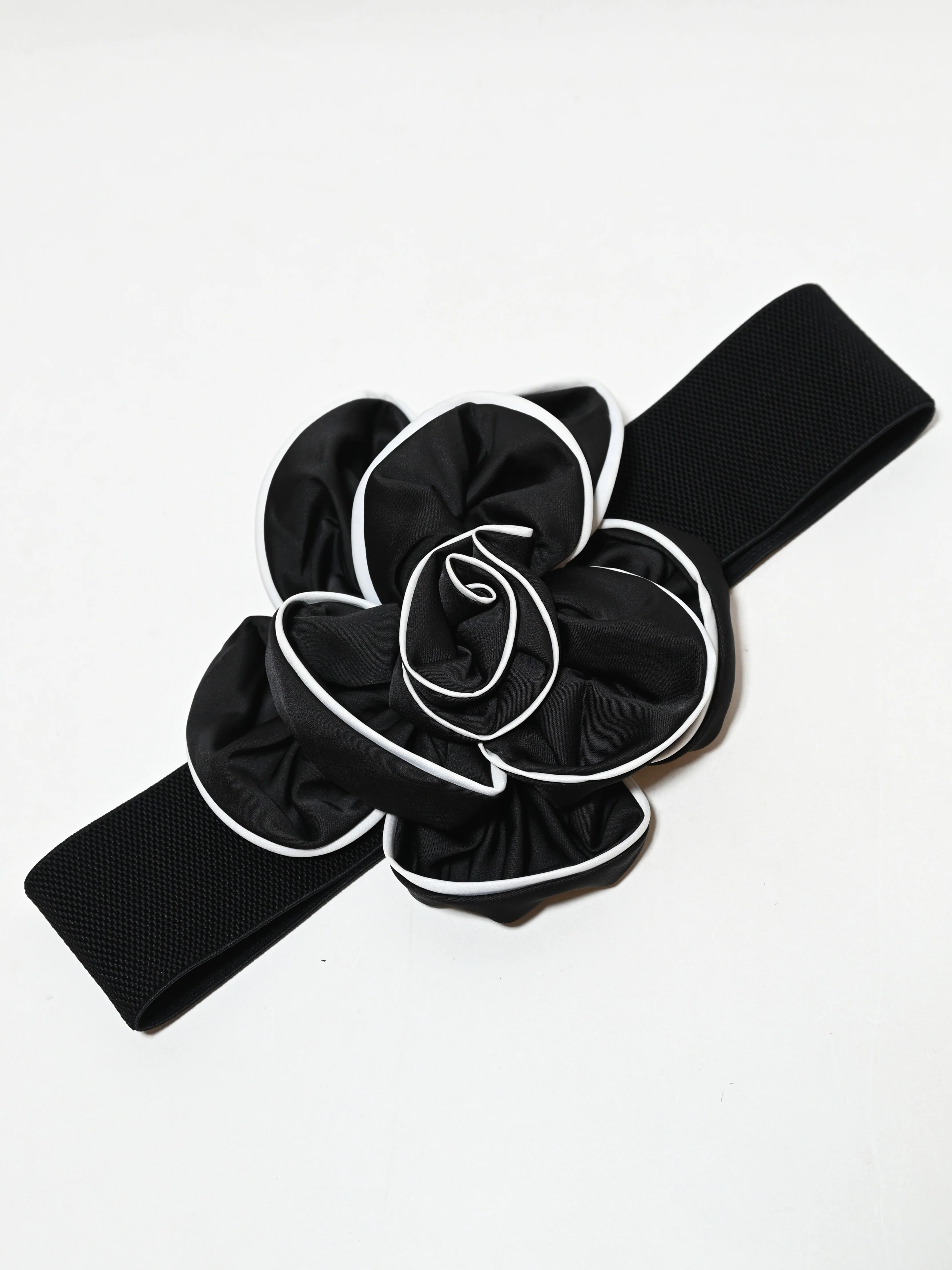Odette Black Elastic Gathered Belt For Women - Image 3