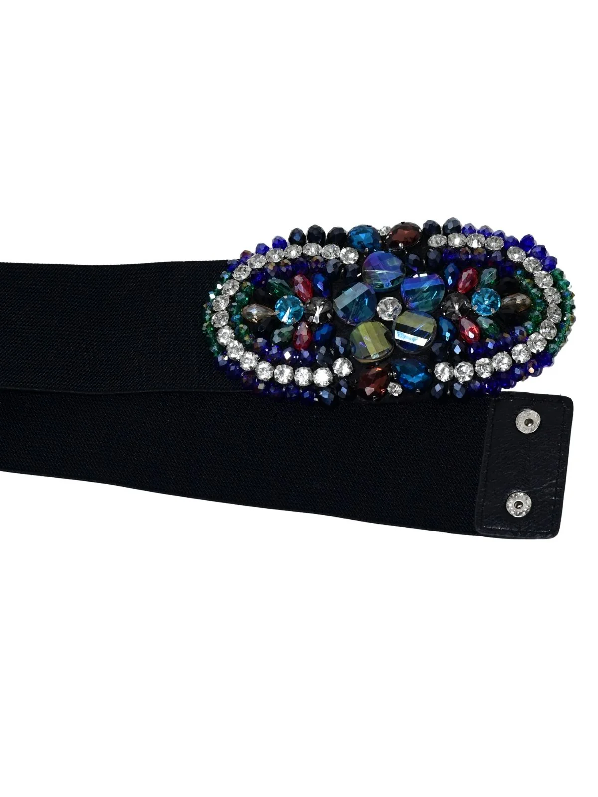 Odette Black Elastic Stone Belt For Women - Image 5