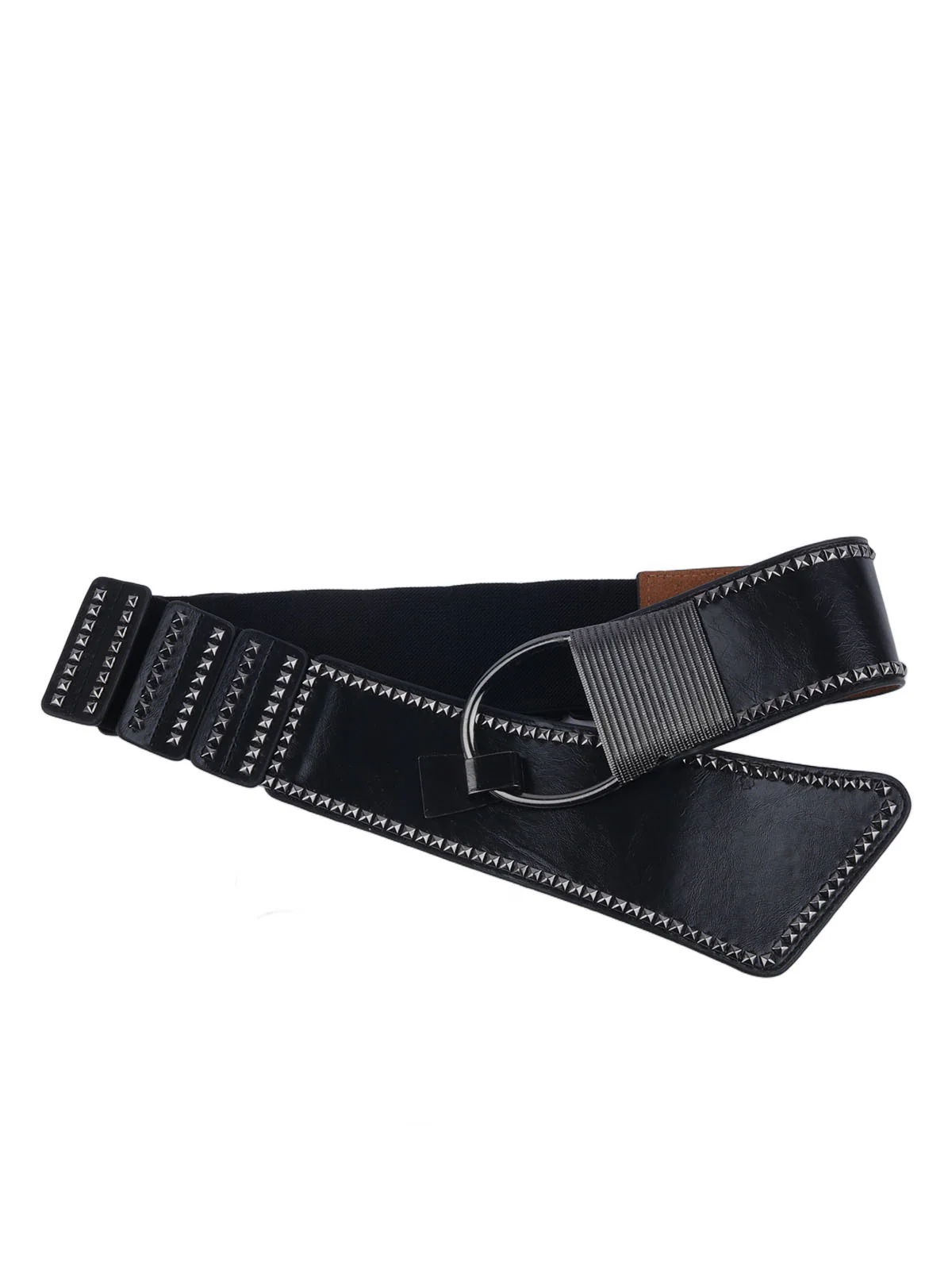 Odette Black Elastic With PU Solid Belt For Women - Image 3
