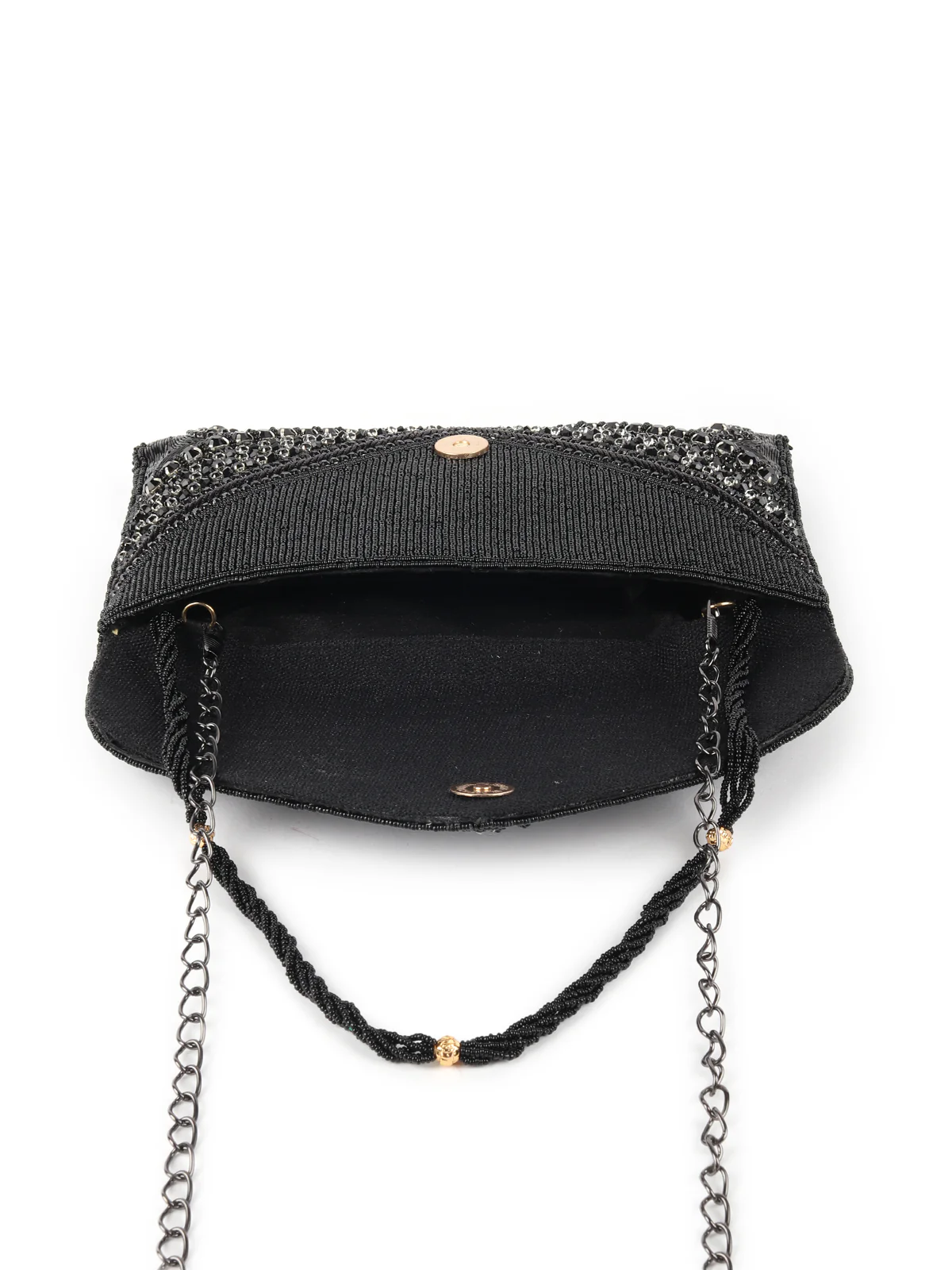 Odette Black Embellished Bridal Clutch For Women - Image 6