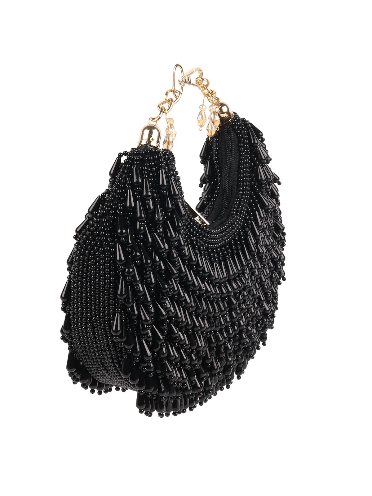 Odette Black Embellished Clutches For Women - Image 4