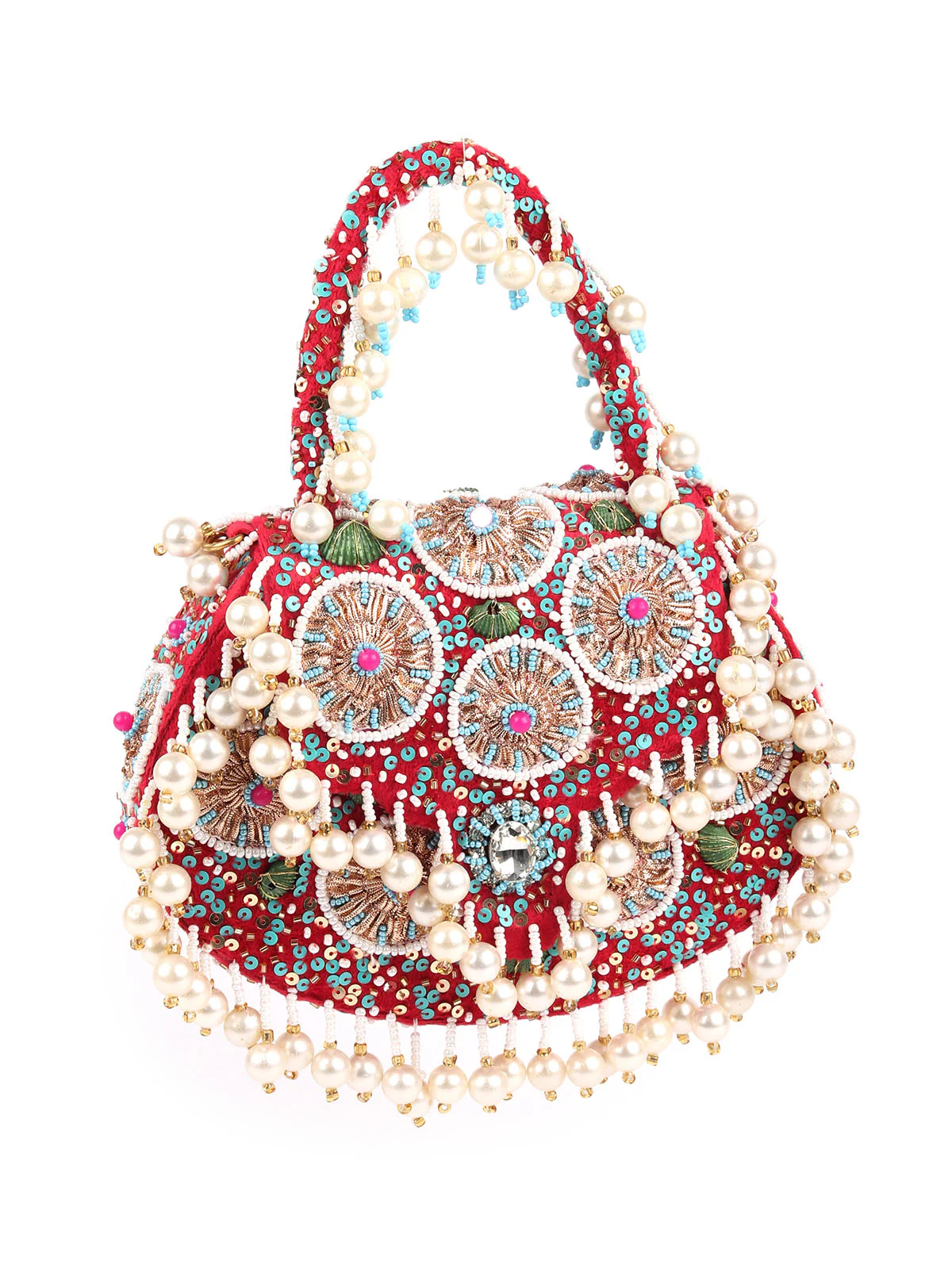 Odette Pink Embellished Clutches For Women - Image 3