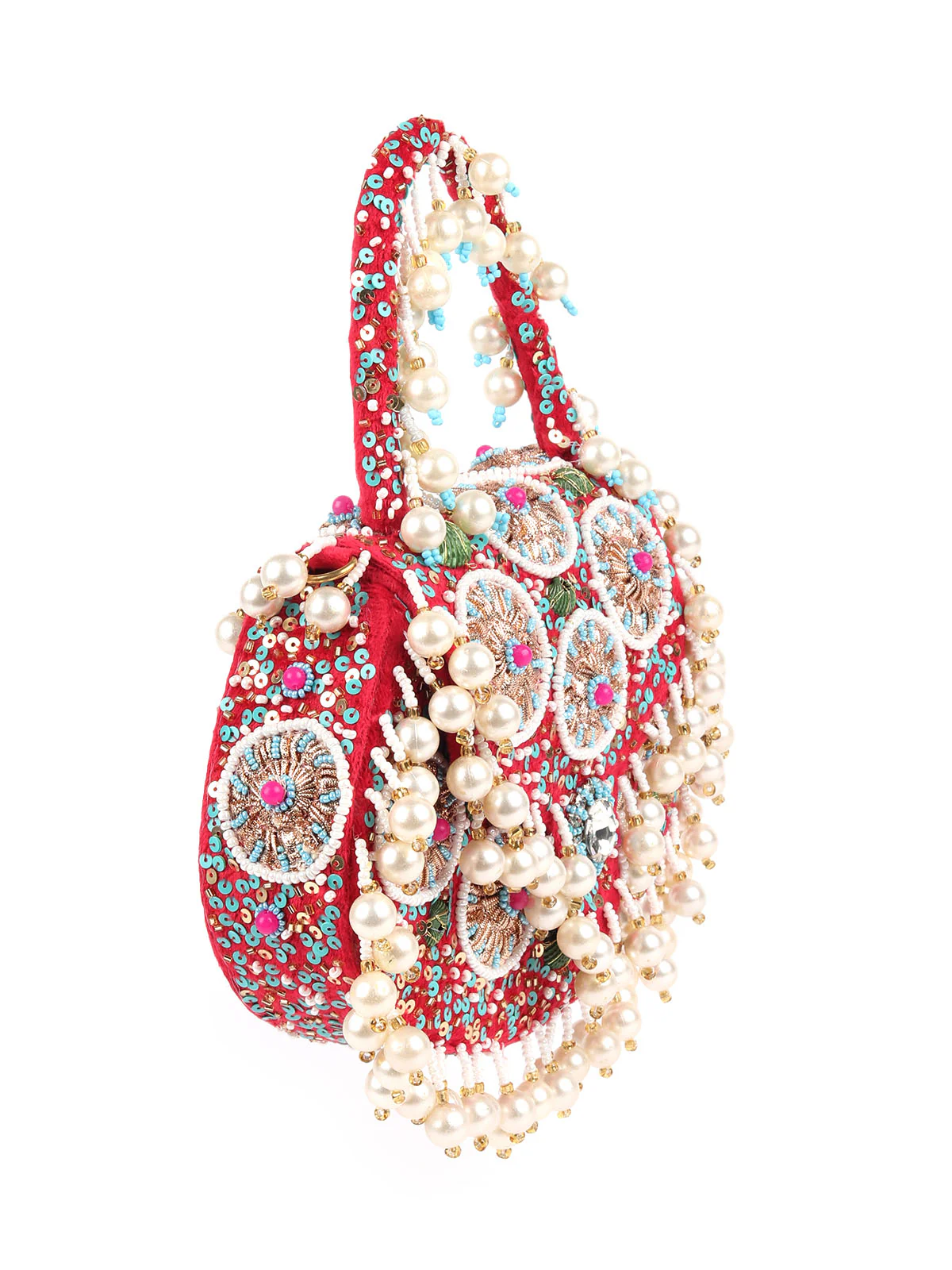 Odette Pink Embellished Clutches For Women - Image 4