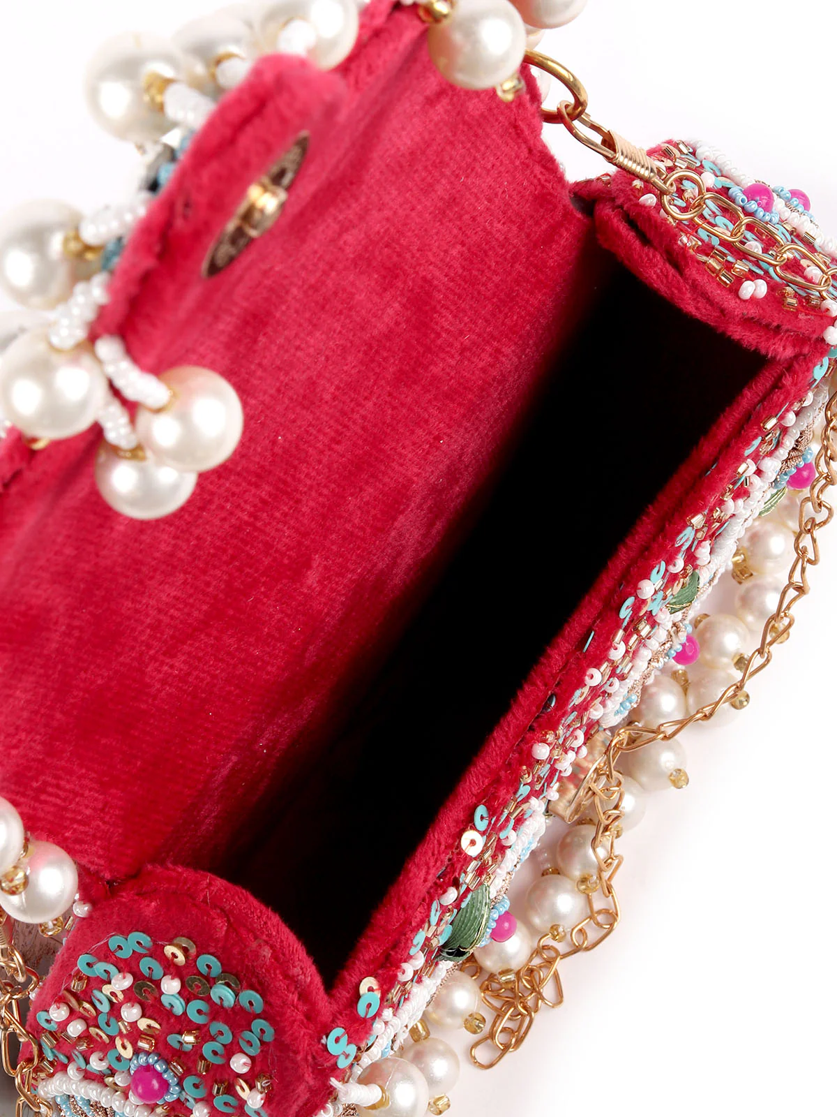 Odette Pink Embellished Clutches For Women - Image 6