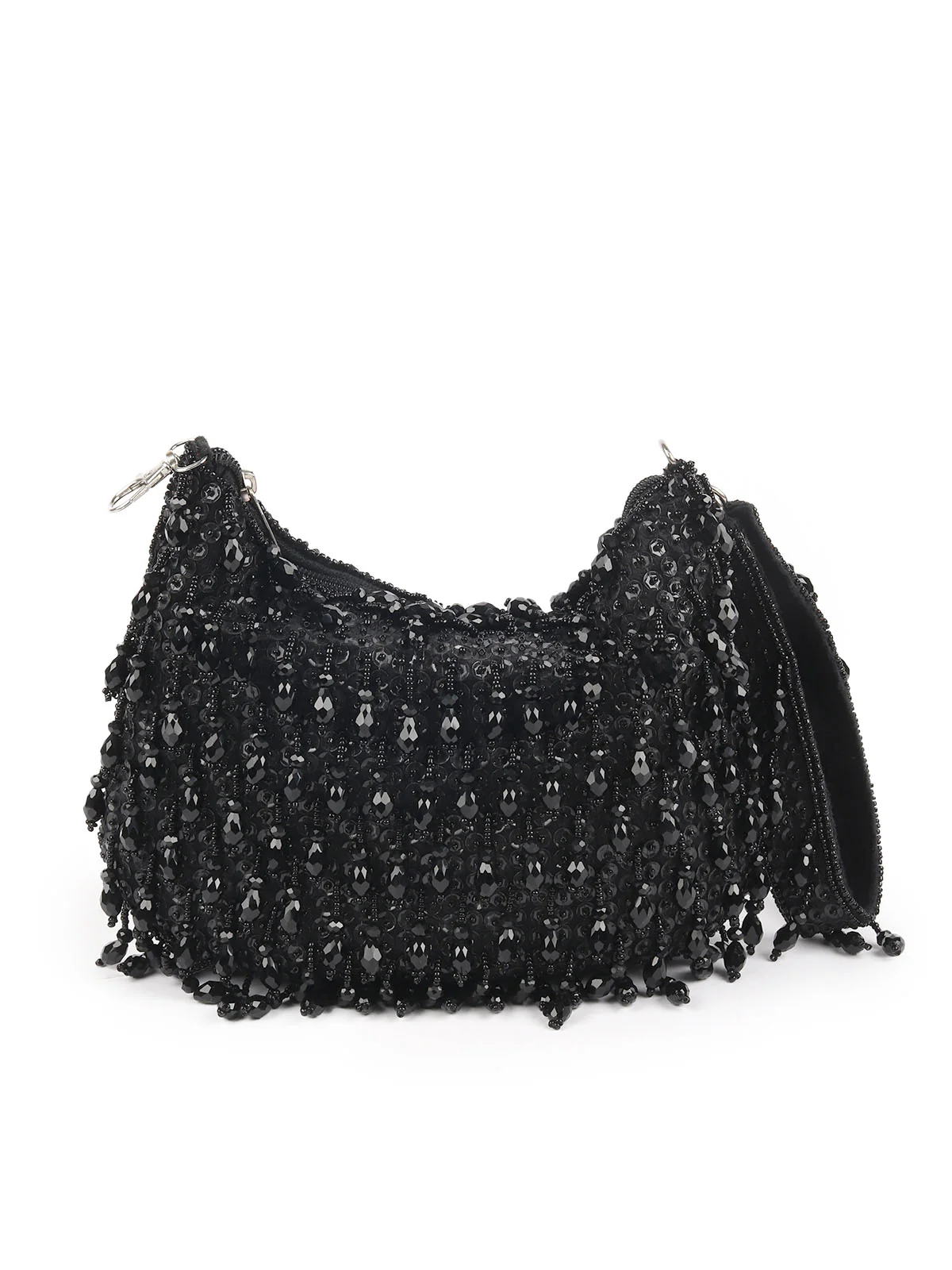 Odette Black Embellished Clutches For Women - Image 5