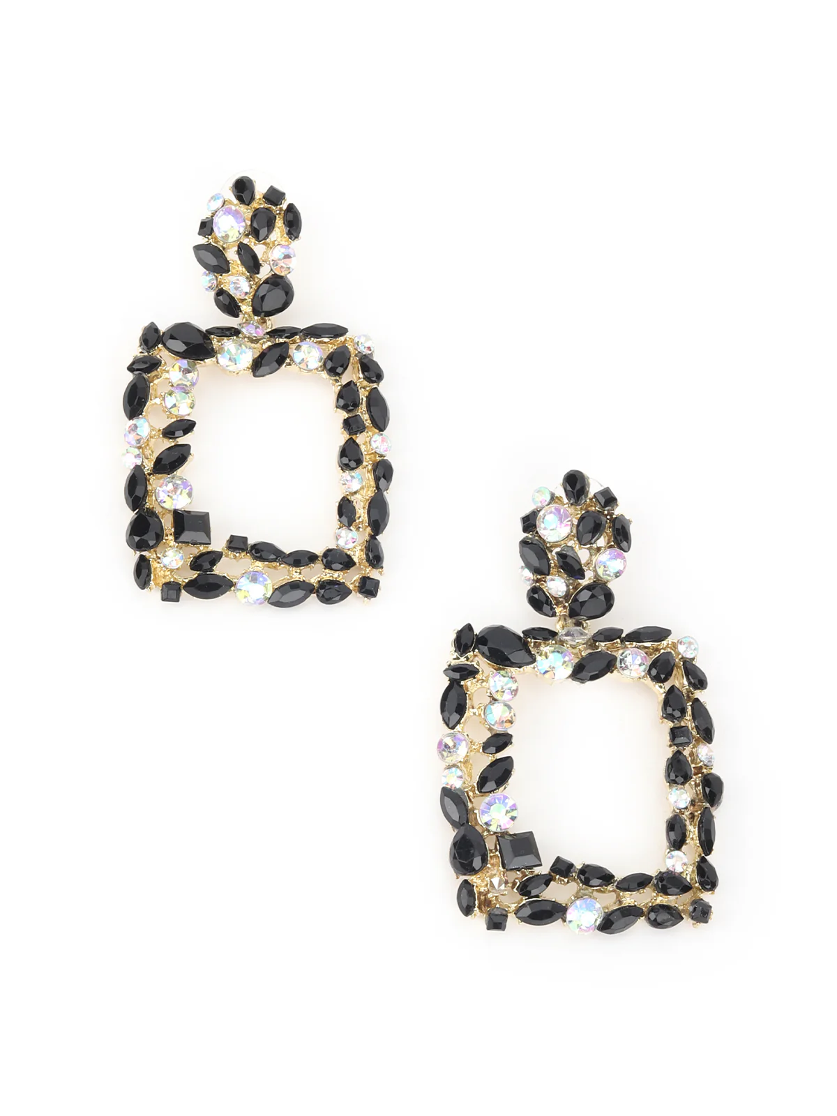 Odette Black Embellished Dangler Earring For Women - Image 2