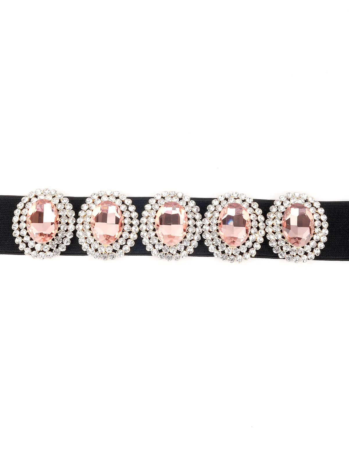 Odette Black Embellished Synthetic Stretchable Belt For Women - Image 5