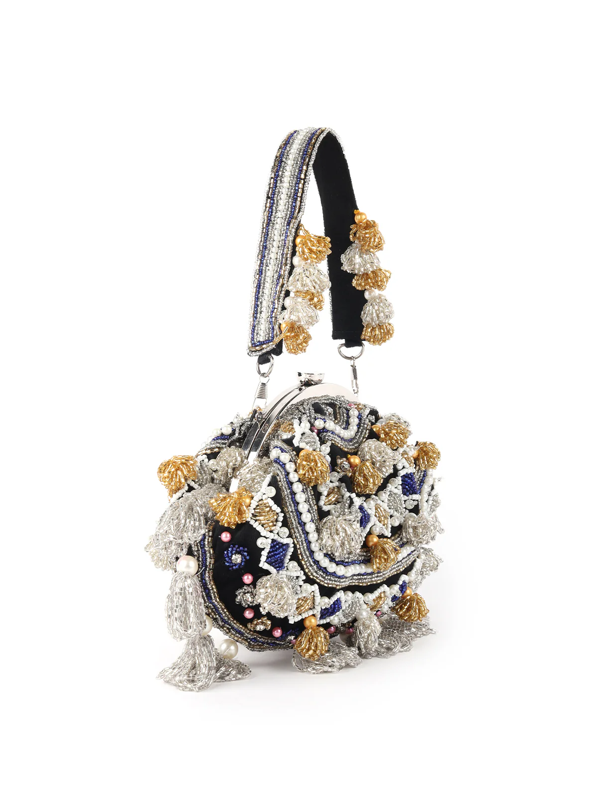Odette Black Embroidered Batuwa Bag For Women - Image 4