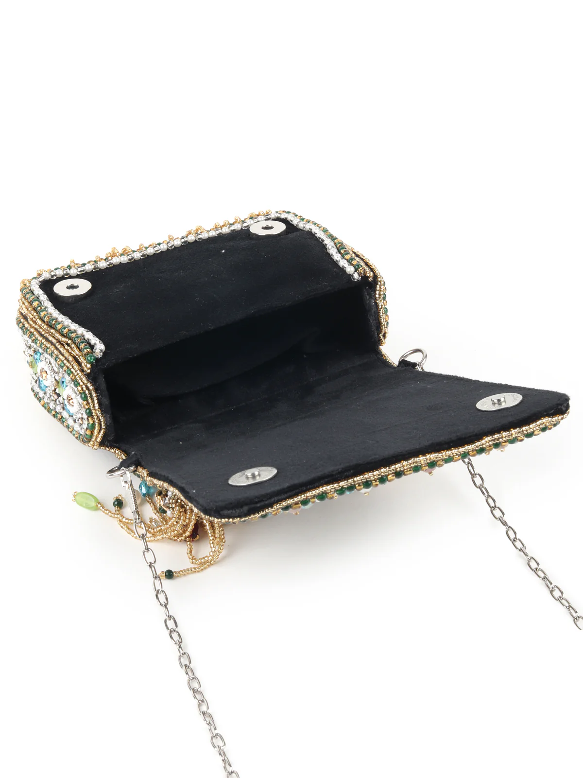 Odette Black Embroidered Clutch Bag For Women - Image 5