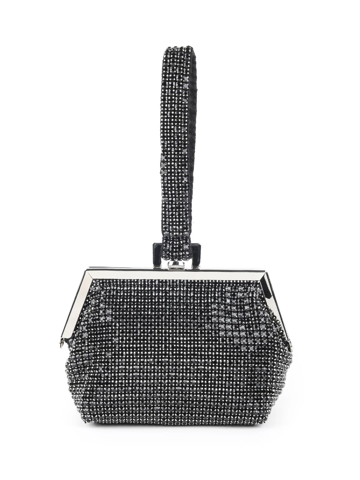 Odette Black Faux Stone Embellished Batua for Women - Image 3