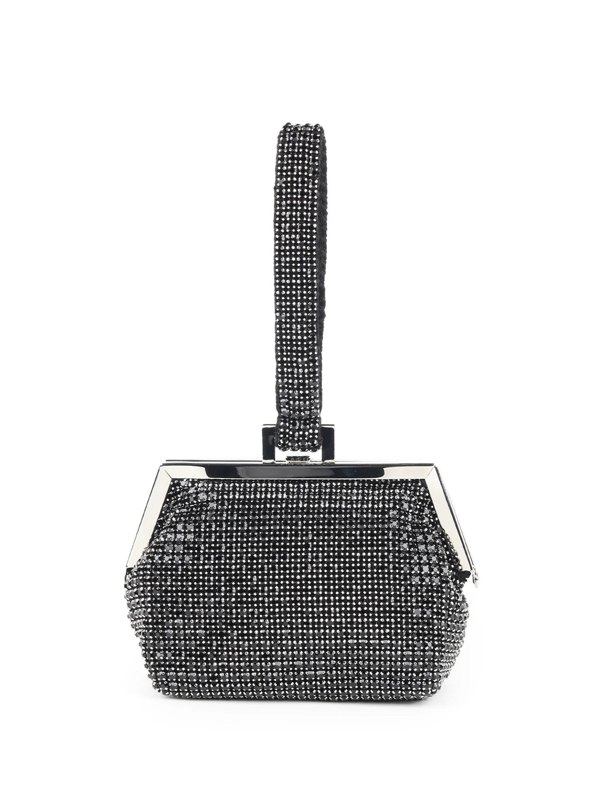 Odette Black Faux Stone Embellished Batua for Women - Image 5