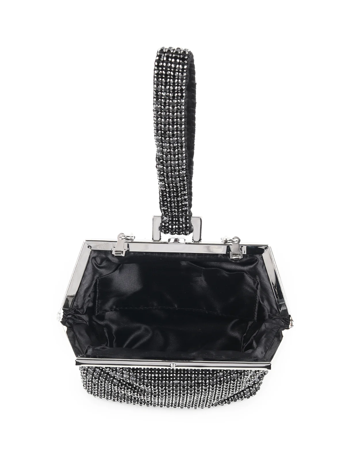 Odette Black Faux Stone Embellished Batua for Women - Image 6