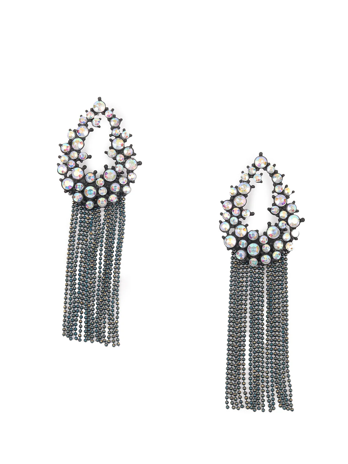 Odette Black Faux Stones Dangler Earring For Women - Image 2