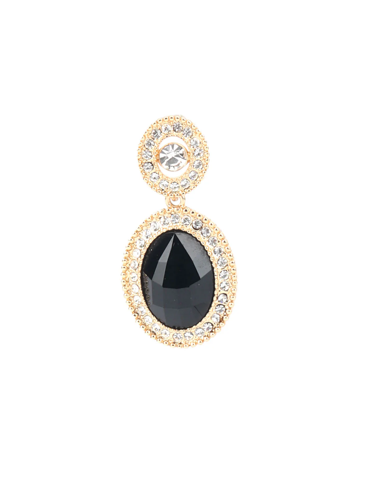 Odette Black Faux Stones Golden Dangler Earring For Women - Image 4