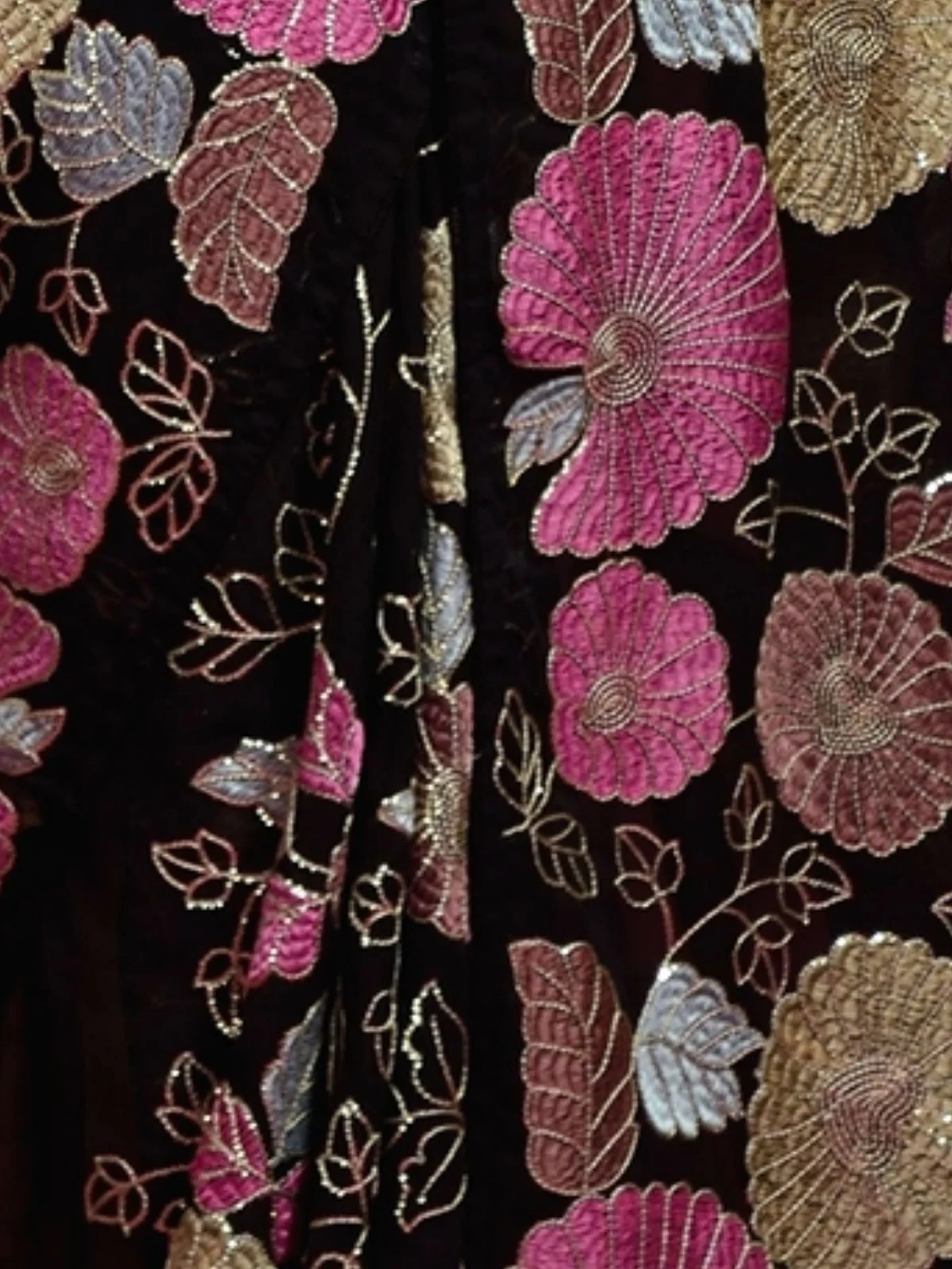 Odette Black Georgette Embellished Saree For Women - Image 3