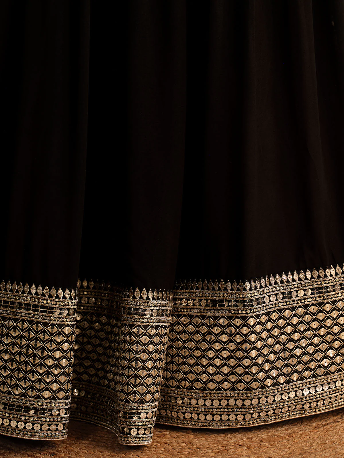 Odette Black Georgette Embellished Semi Stitched Lehenga With Unstitched Blouse For Women - Image 6