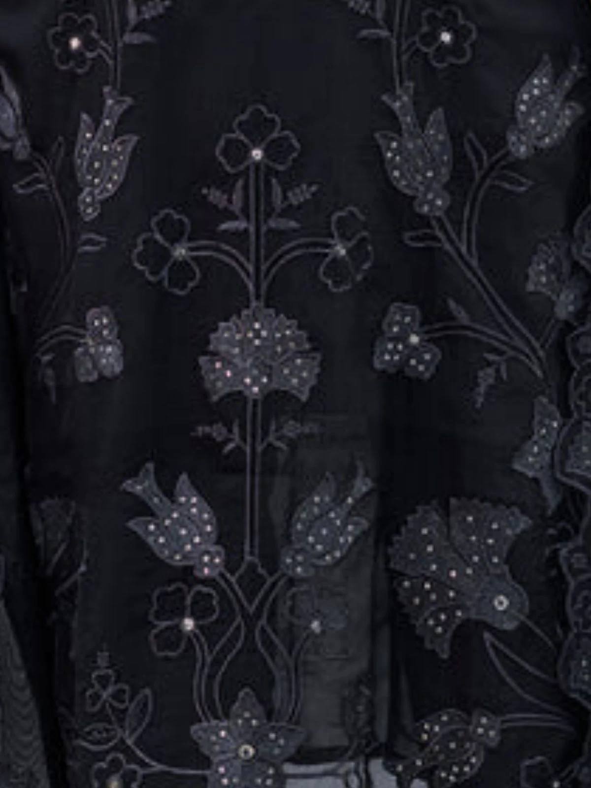 Odette Black Georgette Embriodered Stitched Kurta Set For Women - Image 4