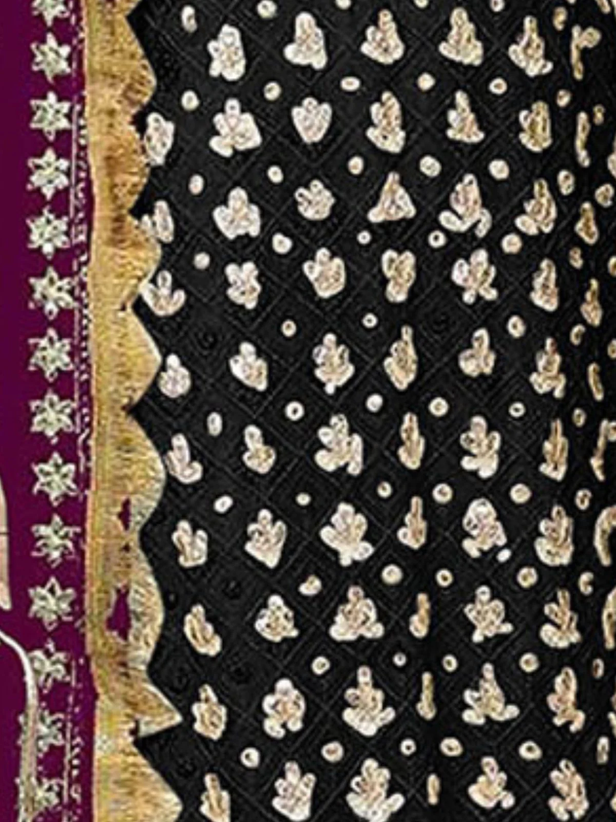 Odette Black Georgette Embroidered Semi Stitched Kurta Set For Women - Image 3