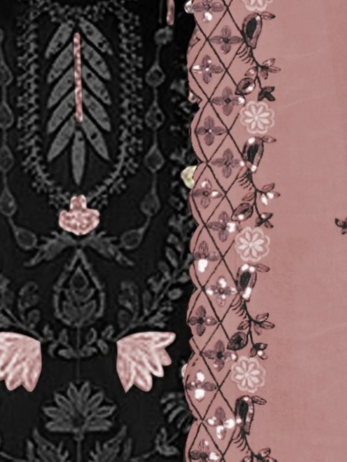 Odette Black Georgette Embroidered Semi-Stitched Kurta Set For Women - Image 3