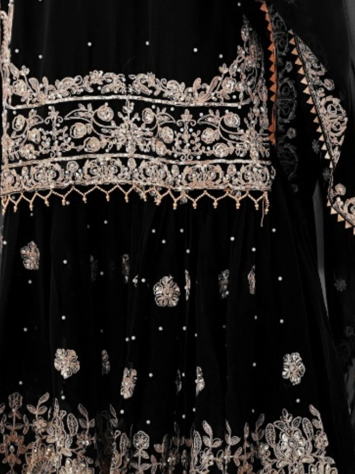 Odette Black Georgette Embroidered Stitched Kurta Set For Women - Image 7