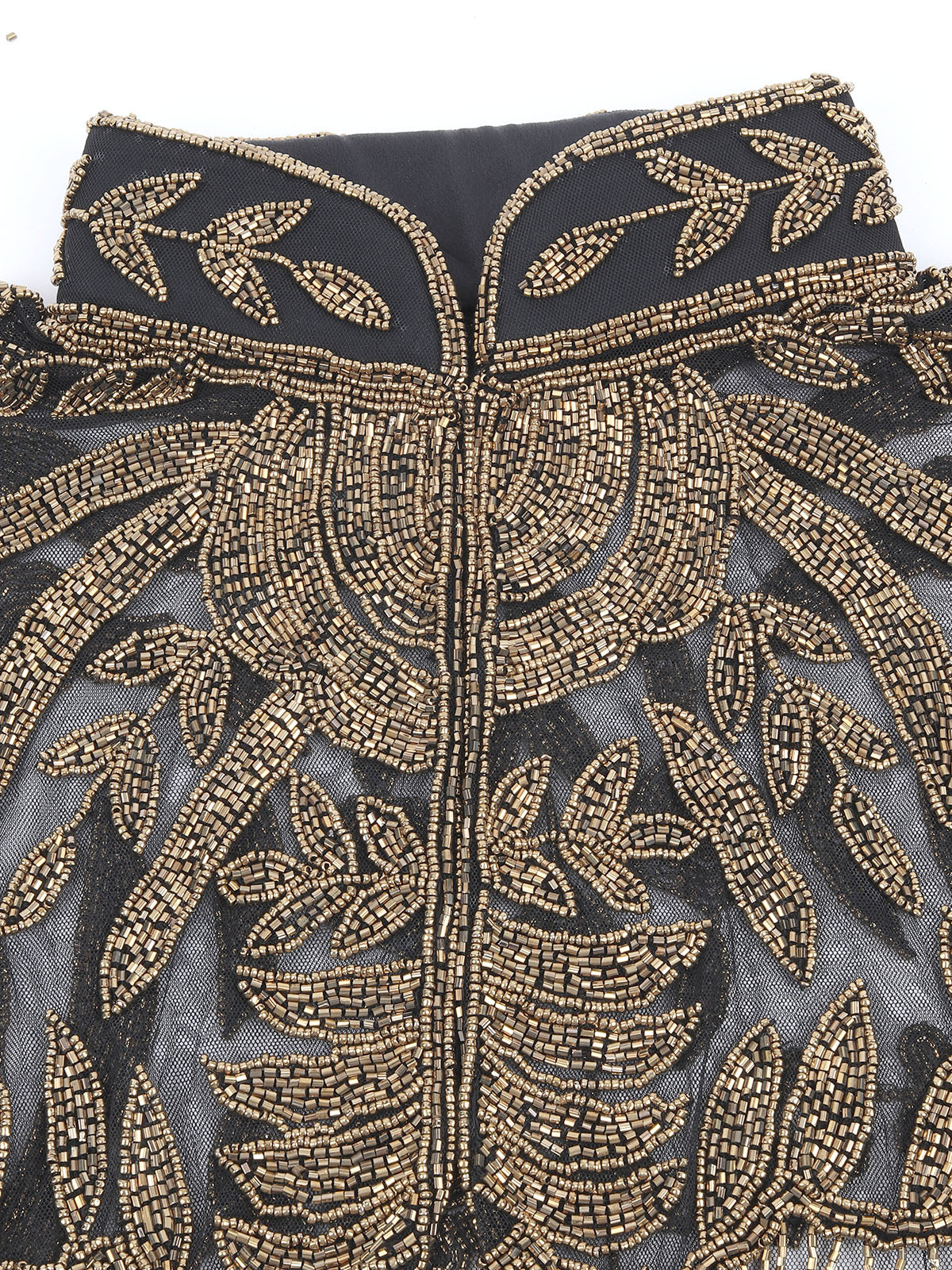 Odette Black & Golden Net Embellished Cape For Women - Image 5