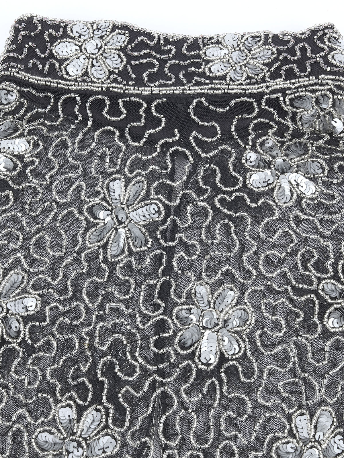 Odette Black & Grey Net Embellished Cape For Women - Image 6