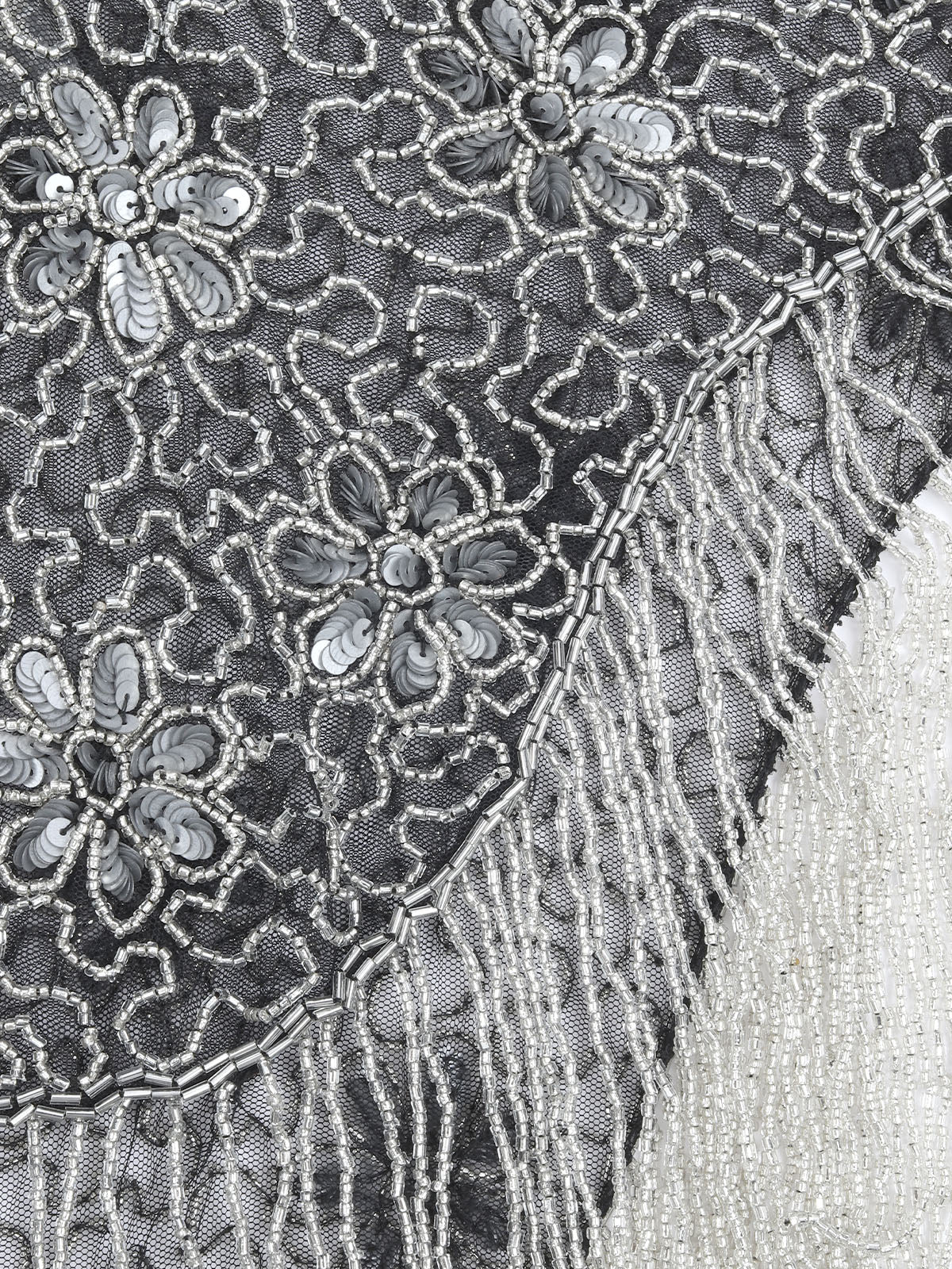 Odette Black & Grey Net Embellished Cape For Women - Image 7