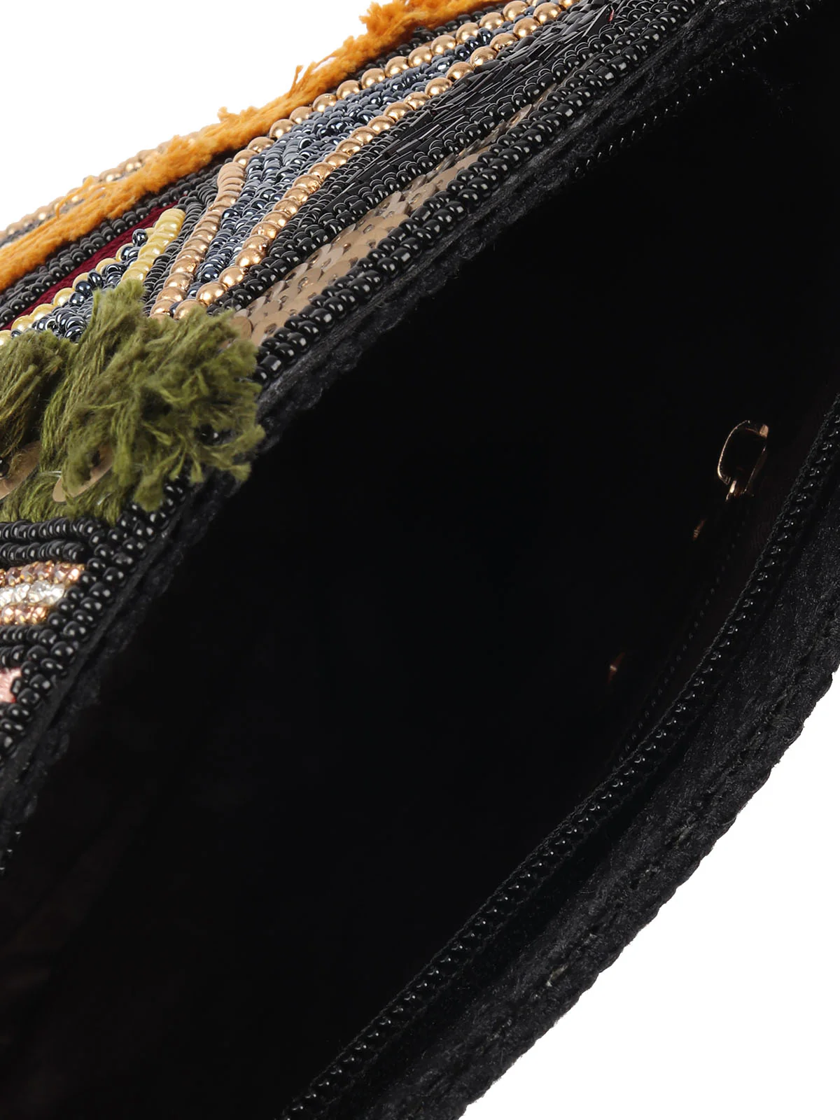 Odette Black Jute Comprehensive With Beads, Threads Hand Bag For Women - Image 6