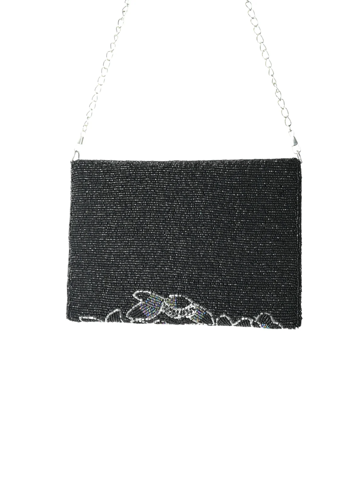 Odette Black Jute Embellished Clutch For Women - Image 4