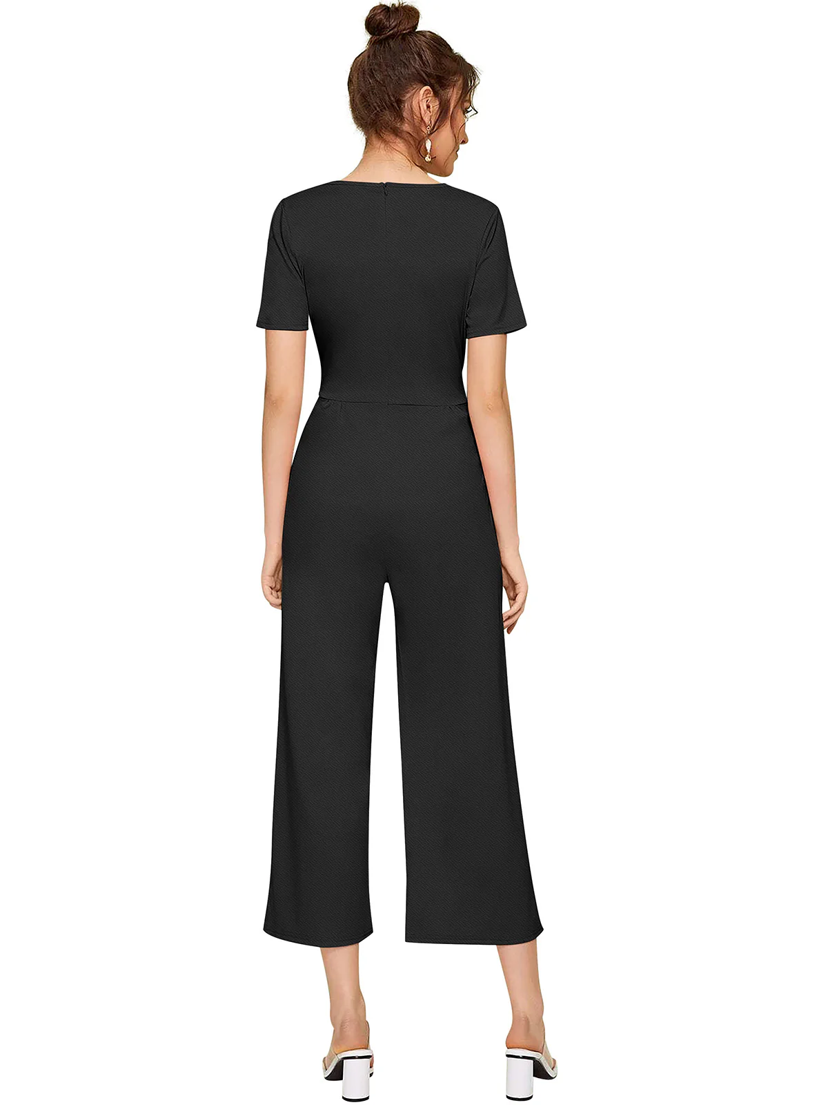 Odette Black  Knit Fabric Jumpsuit For Women - Image 4