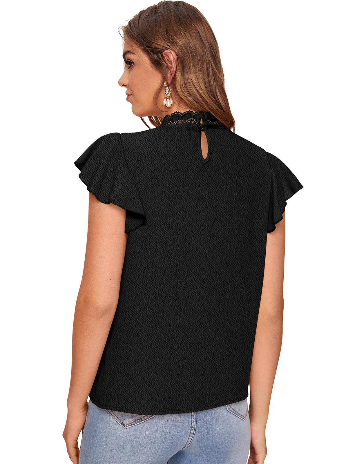 Odette Black Knit Fabric Top For Women - Image 4