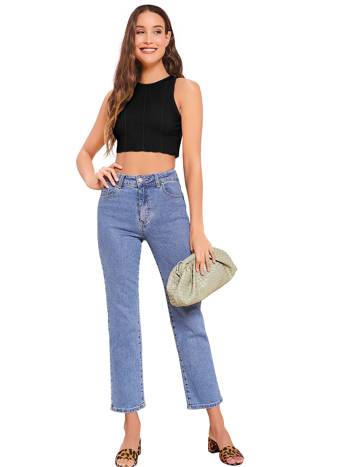 Odette Black Knit Fabric Top For Women - Image 5