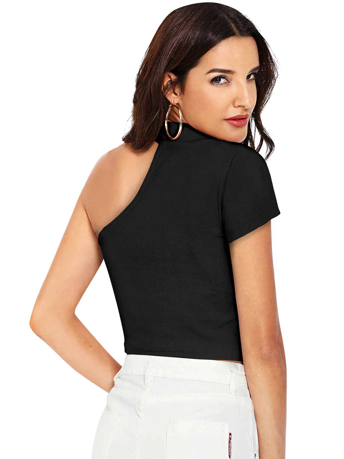 Odette Black Knit Fabric Top For Women - Image 4