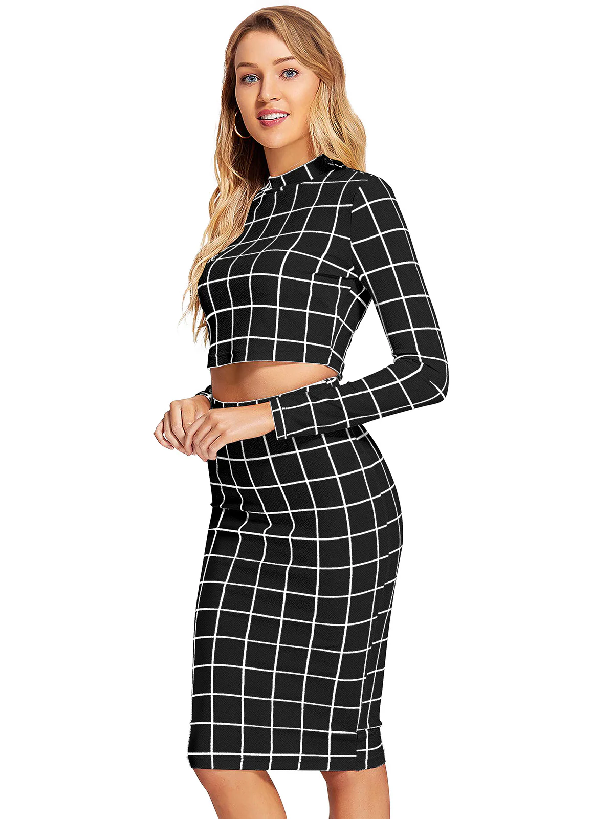 Odette Black Knit Fabric Stitched Co Ord Set For Women - Image 3